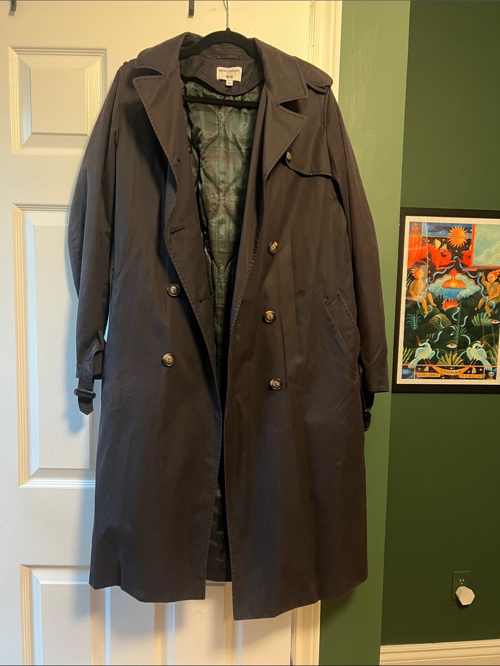 Classic Double-Breasted Trench Coat - Black
